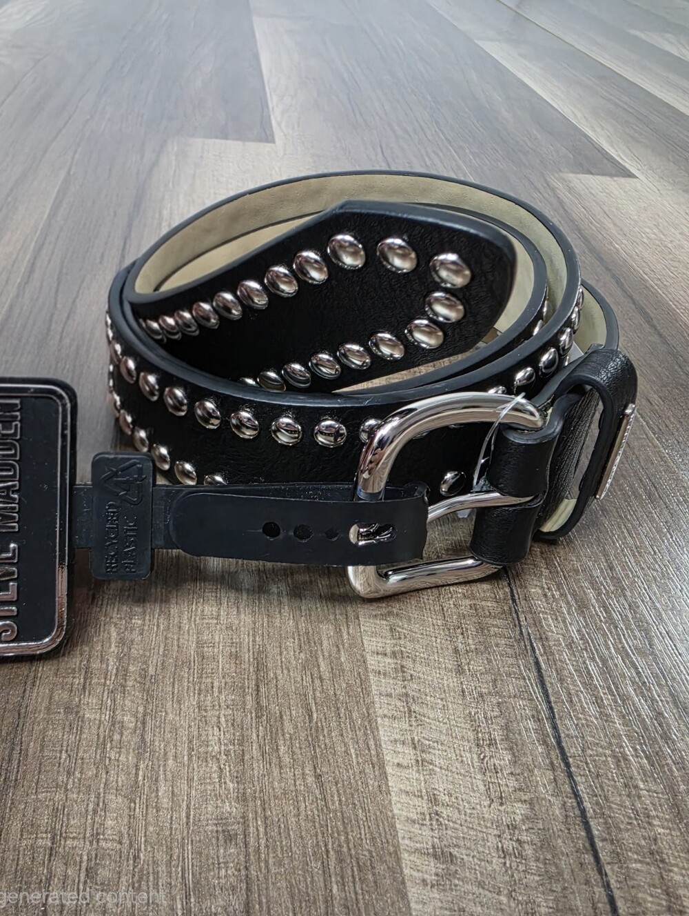 ​Steve Madden Black Studded Faux Leather Belt Y2k Grunge Punk Rock Biker Moto. L